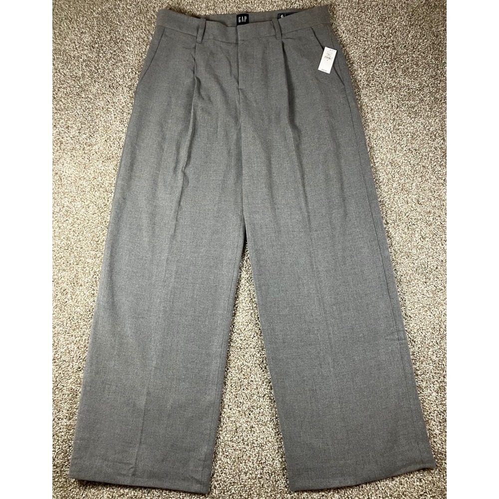 Gap 365 Low Rise Trouser Pants Gray Wide Leg Pleated Front Size 6 NWT 828896-02